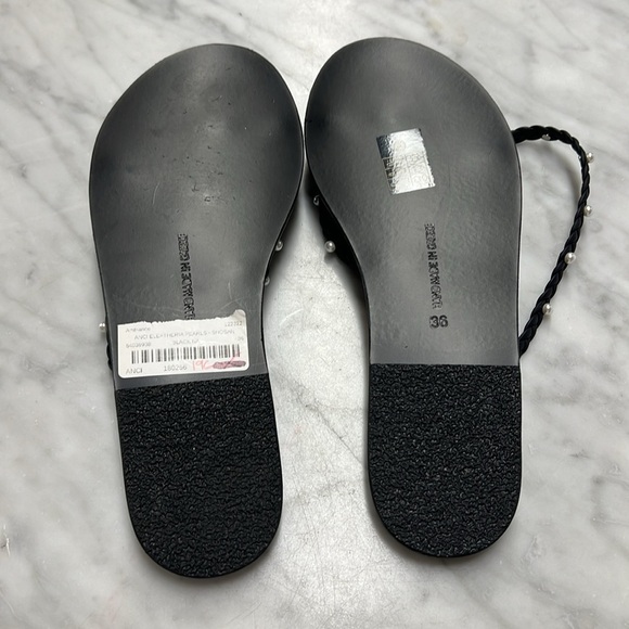 Ancient Greek NEW Eleftheria Imitation Pearls and Braided Black Leather Sandal 6 - Picture 10 of 13